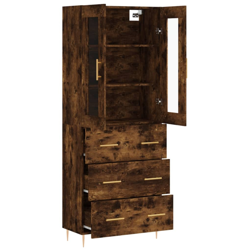 Highboard Räuchereiche 69,5x34x180 cm Holzwerkstoff