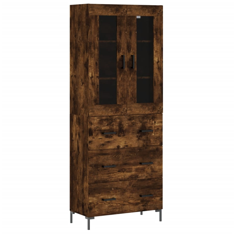 Highboard Räuchereiche 69,5x34x180 cm Holzwerkstoff