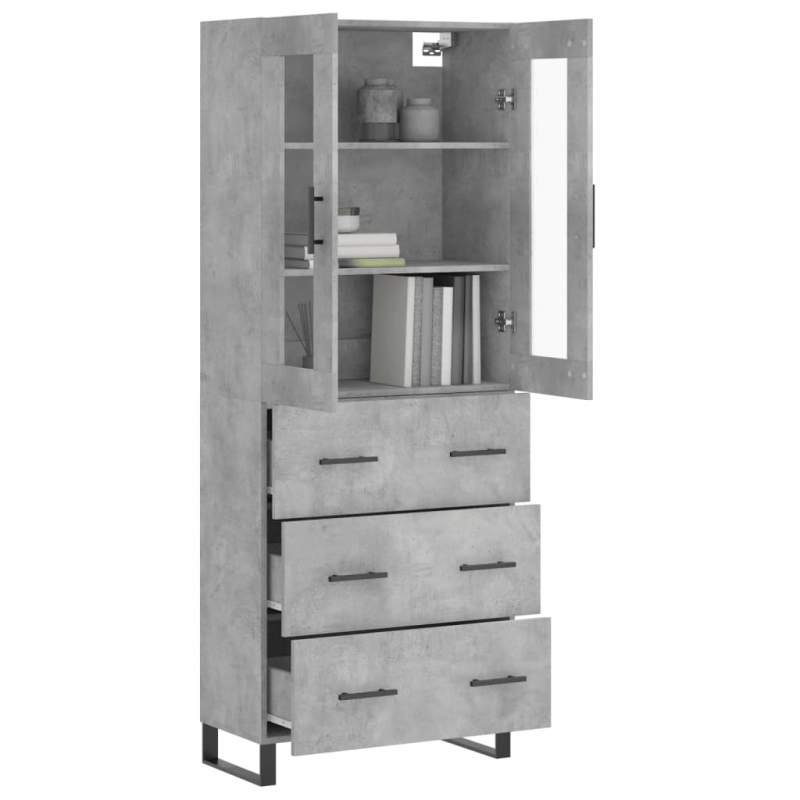 Highboard Betongrau 69,5x34x180 cm Holzwerkstoff