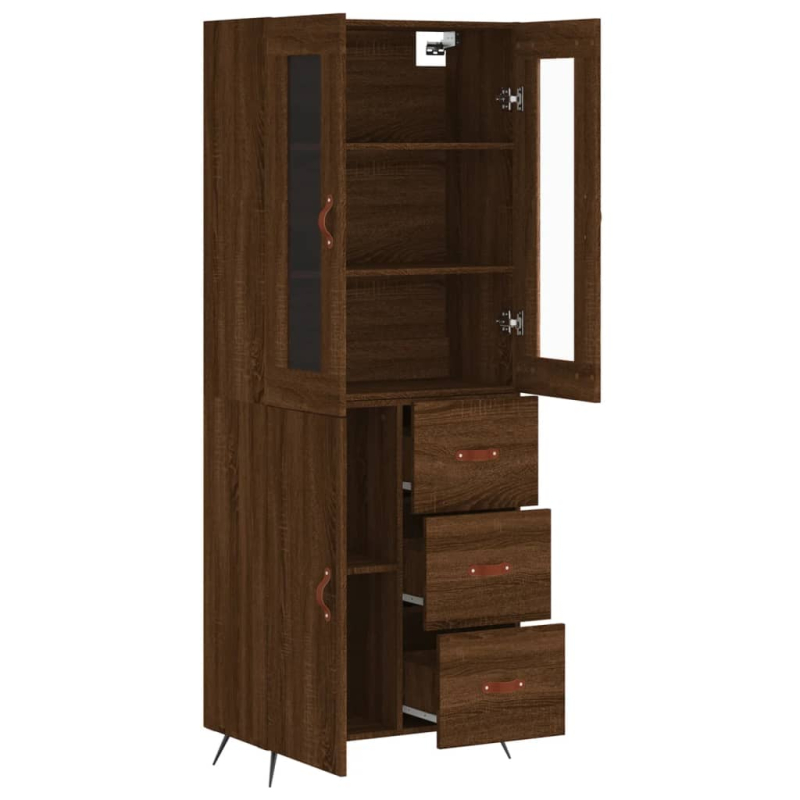 Highboard Braun Eichen-Optik 69,5x34x180 cm Holzwerkstoff