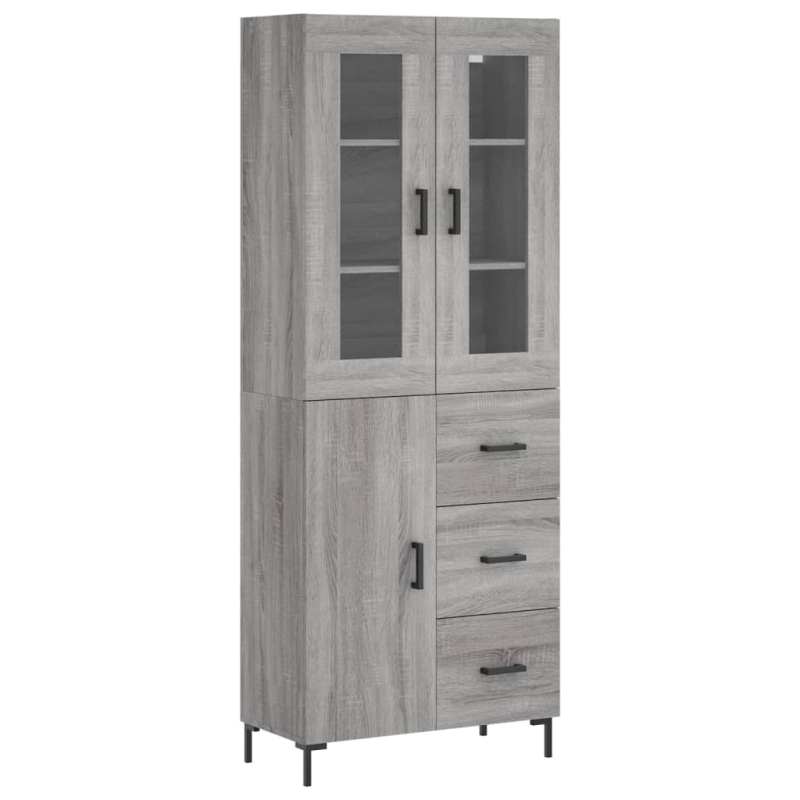 Highboard Grau Sonoma 69,5x34x180 cm Holzwerkstoff