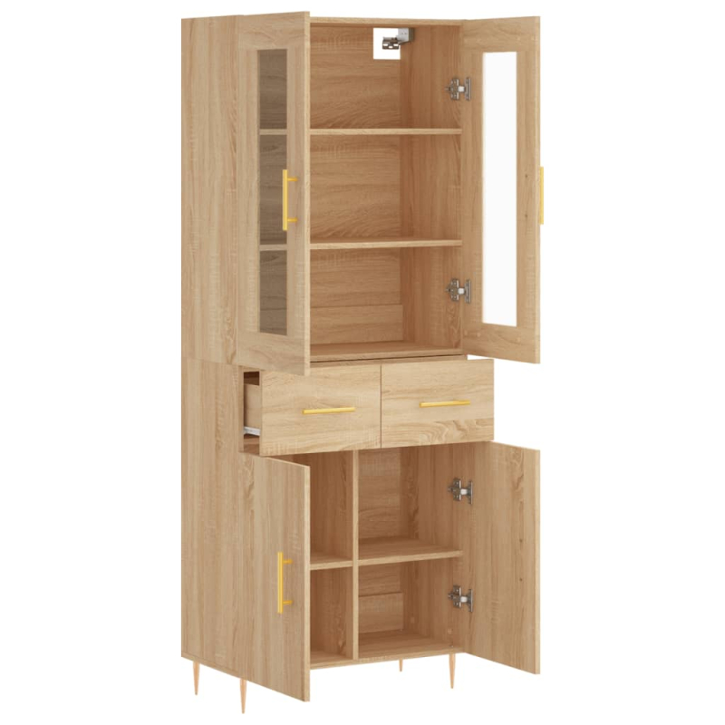 Highboard Sonoma-Eiche 69,5x34x180 cm Holzwerkstoff