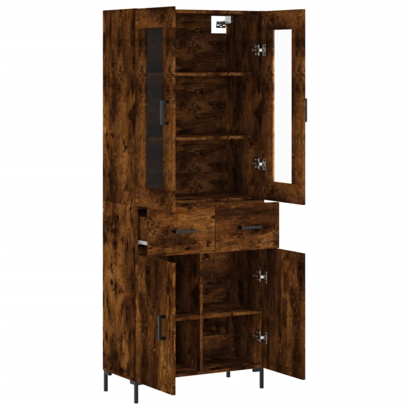 Highboard Räuchereiche 69,5x34x180 cm Holzwerkstoff