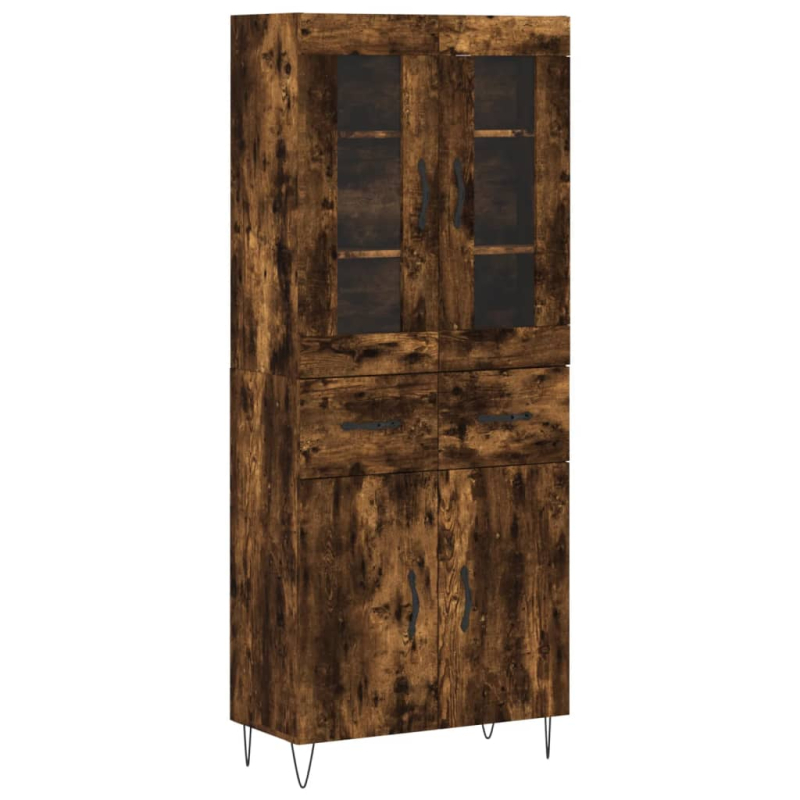 Highboard Räuchereiche 69,5x34x180 cm Holzwerkstoff