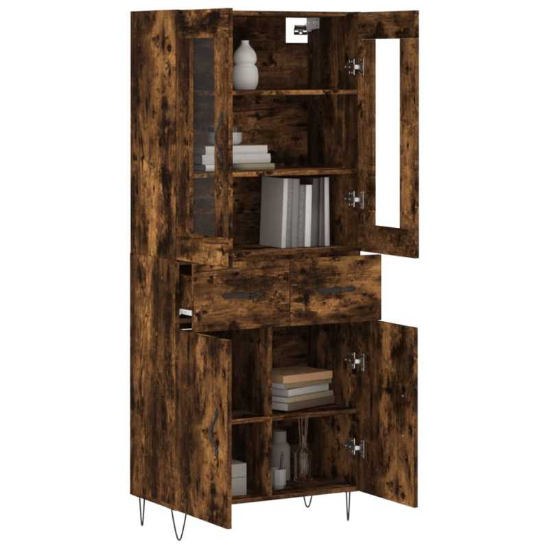 Highboard Räuchereiche 69,5x34x180 cm Holzwerkstoff