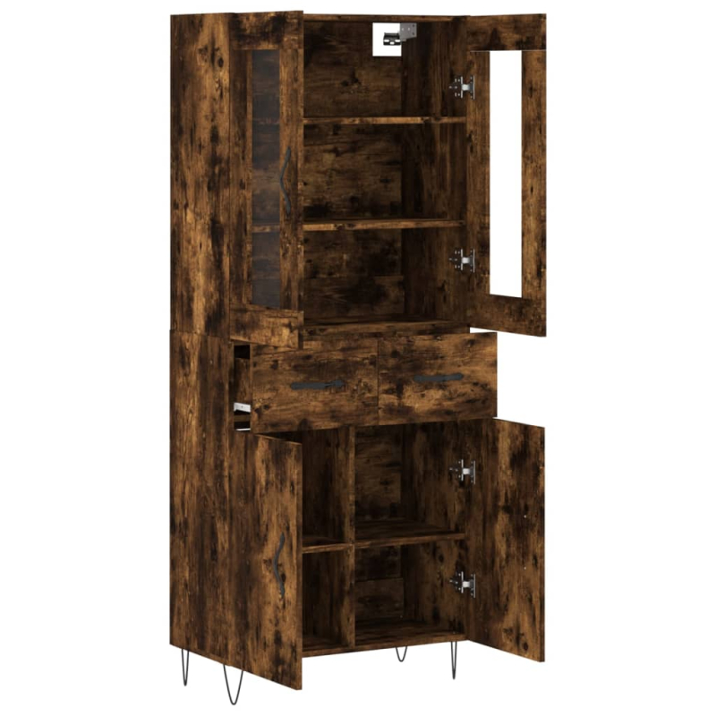 Highboard Räuchereiche 69,5x34x180 cm Holzwerkstoff