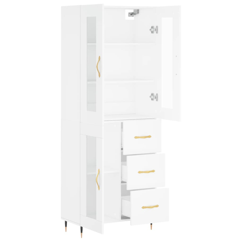 Highboard Weiß 69,5x34x180 cm Holzwerkstoff