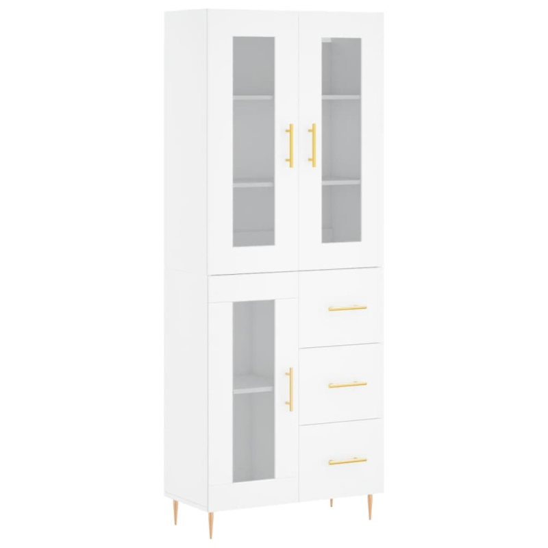 Highboard Weiß 69,5x34x180 cm Holzwerkstoff