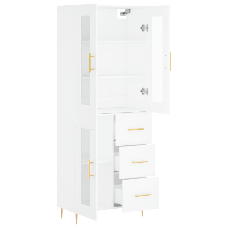 Highboard Weiß 69,5x34x180 cm Holzwerkstoff