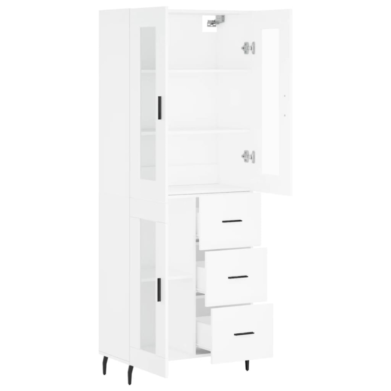 Highboard Weiß 69,5x34x180 cm Holzwerkstoff