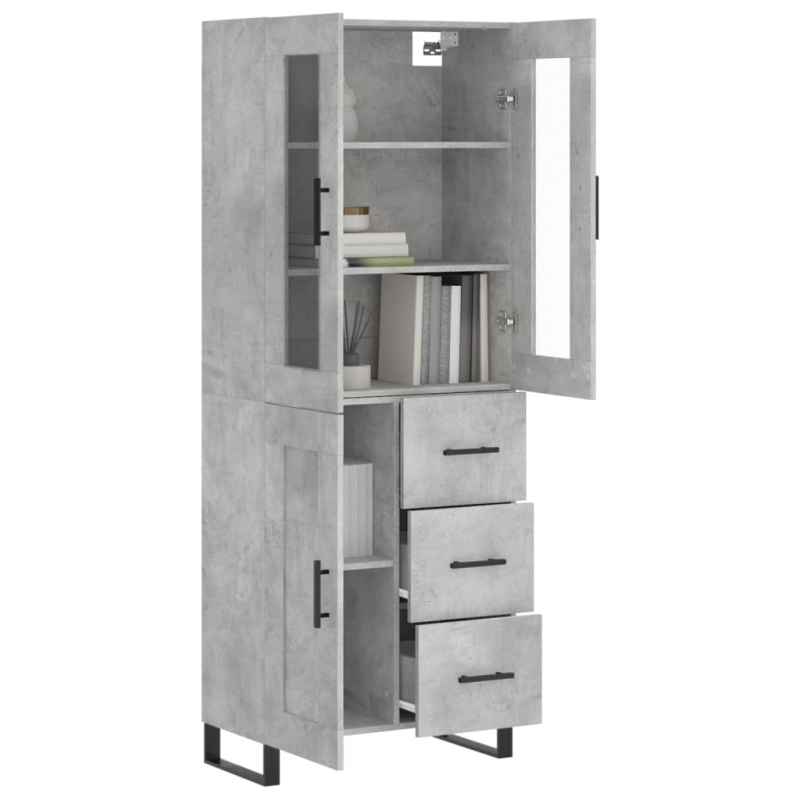 Highboard Betongrau 69,5x34x180 cm Holzwerkstoff