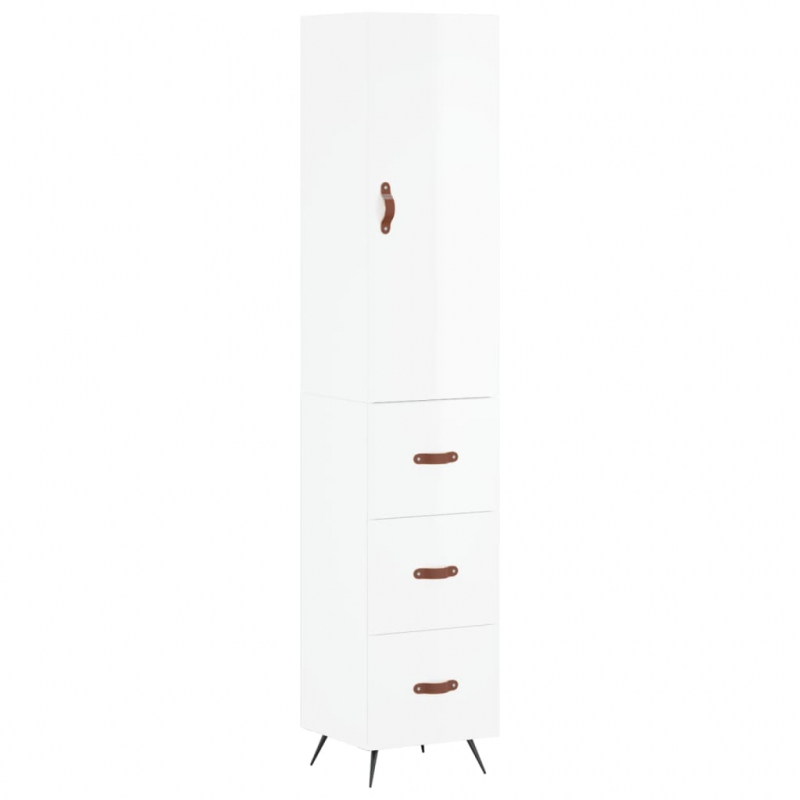 Highboard Hochglanz-Weiß 34,5x34x180 cm Holzwerkstoff