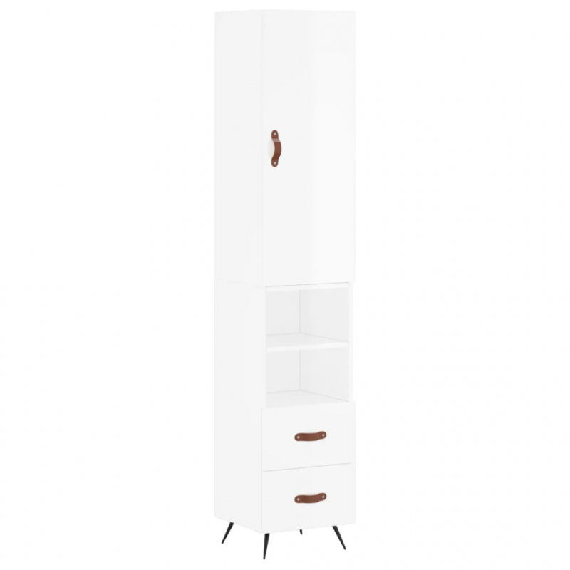 Highboard Hochglanz-Weiß 34,5x34x180 cm Holzwerkstoff
