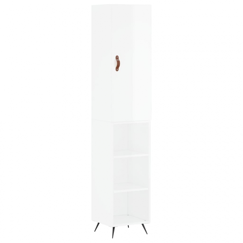 Highboard Hochglanz-Weiß 34,5x34x180 cm Holzwerkstoff