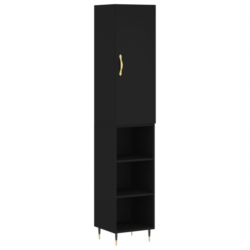Highboard Schwarz 34,5x34x180 cm Holzwerkstoff