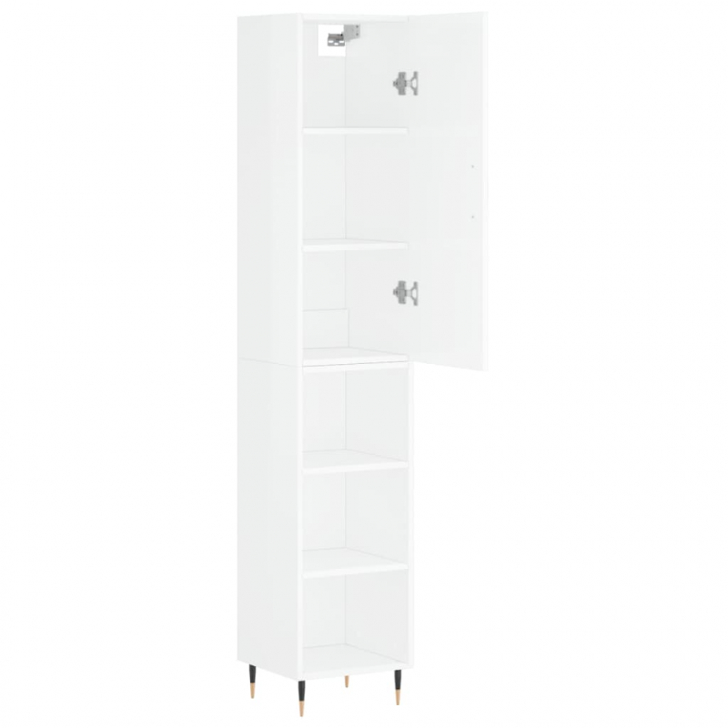 Highboard Hochglanz-Weiß 34,5x34x180 cm Holzwerkstoff
