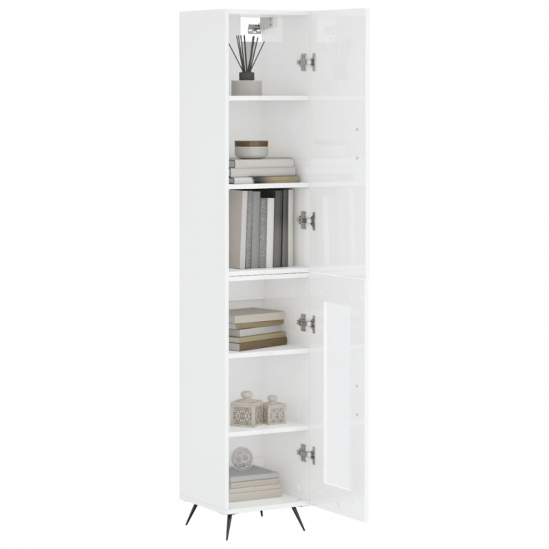 Highboard Hochglanz-Weiß 34,5x34x180 cm Holzwerkstoff