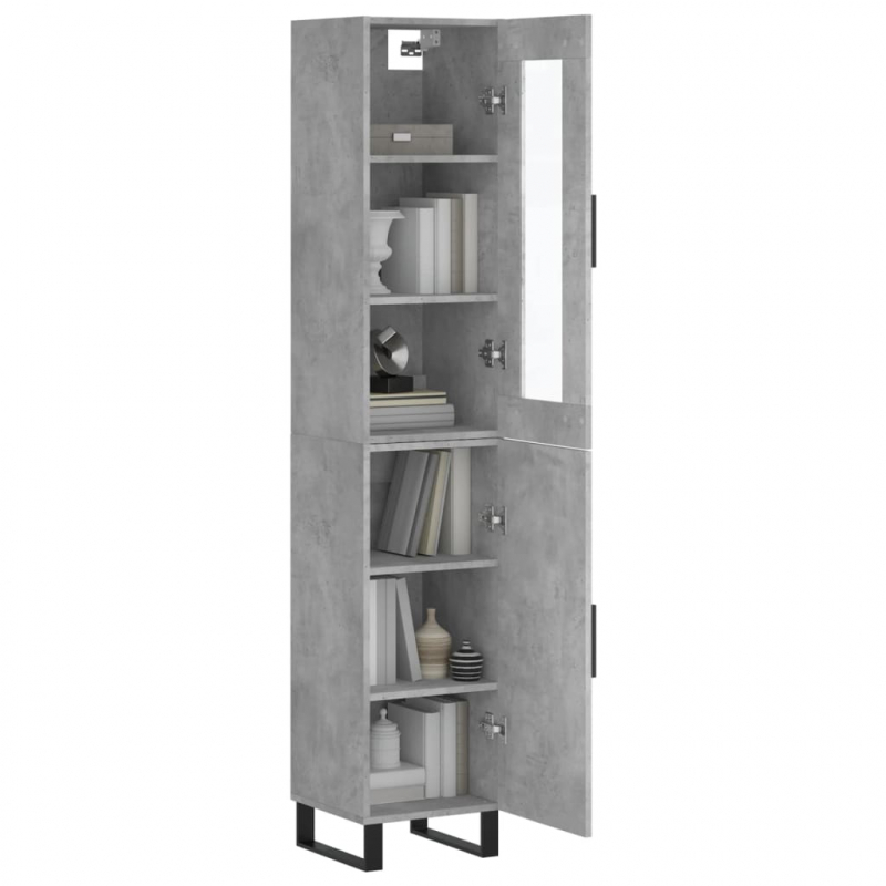 Highboard Betongrau 34,5x34x180 cm Holzwerkstoff