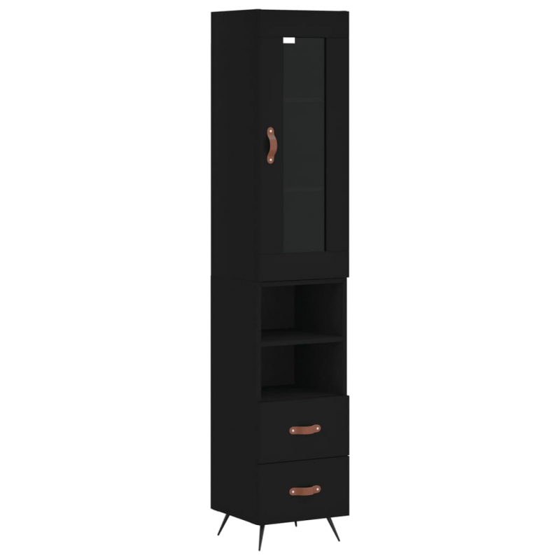 Highboard Schwarz 34,5x34x180 cm Holzwerkstoff