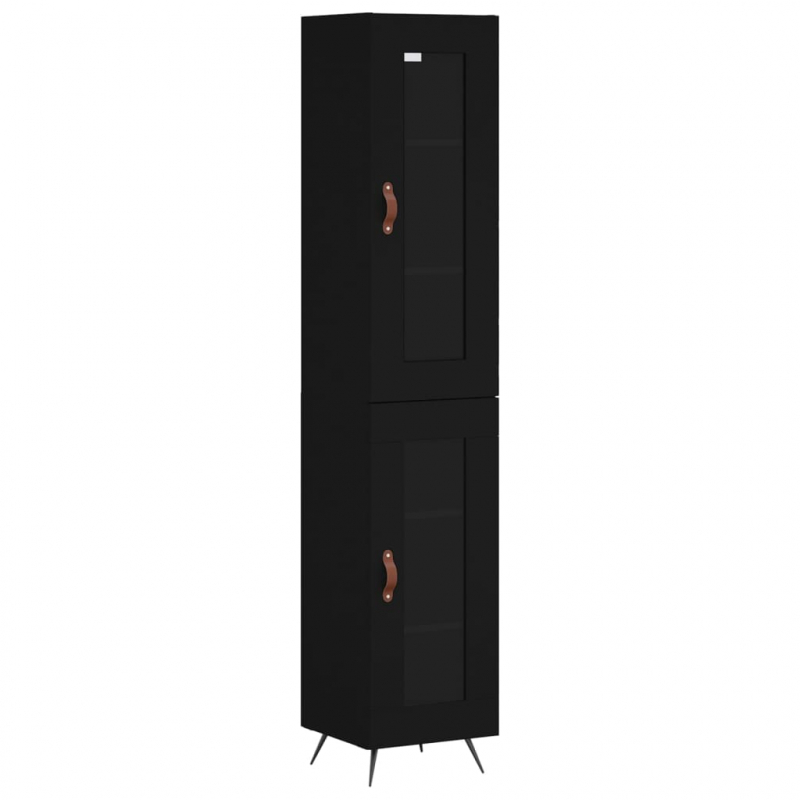 Highboard Schwarz 34,5x34x180 cm Holzwerkstoff