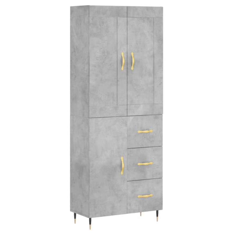 Highboard Betongrau 69,5x34x180 cm Holzwerkstoff