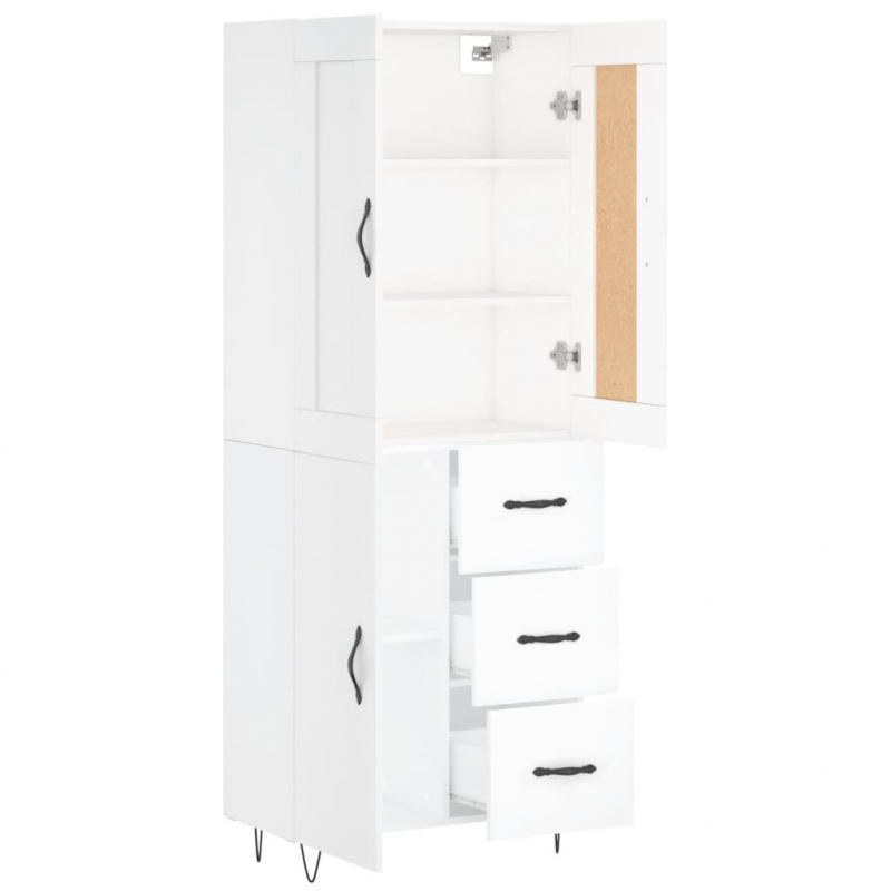 Highboard Weiß 69,5x34x180 cm Holzwerkstoff