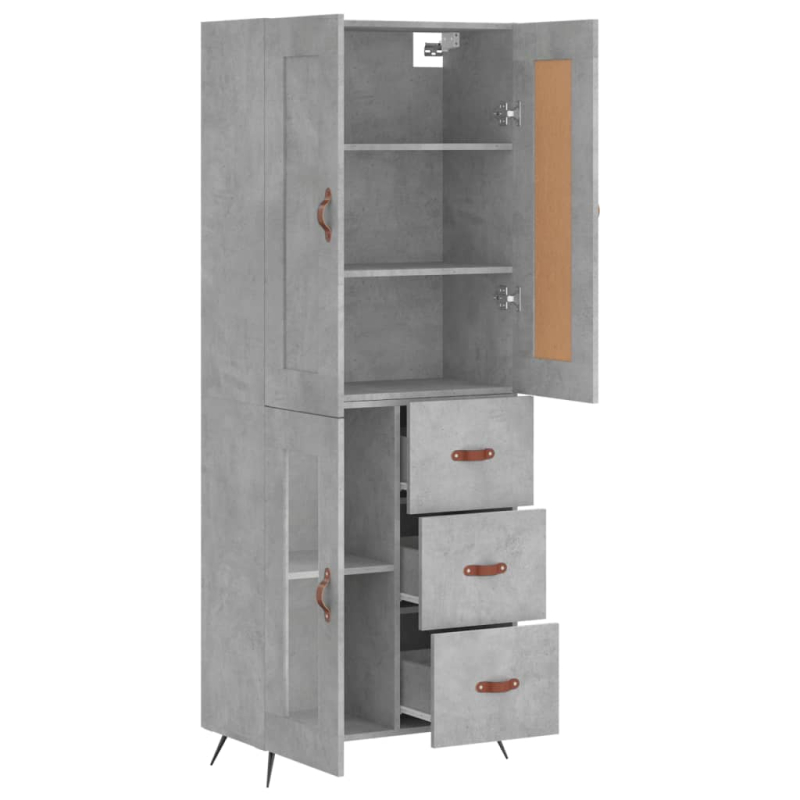 Highboard Betongrau 69,5x34x180 cm Holzwerkstoff