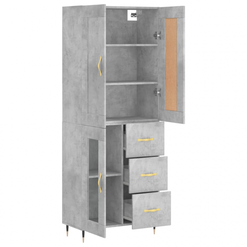 Highboard Betongrau 69,5x34x180 cm Holzwerkstoff