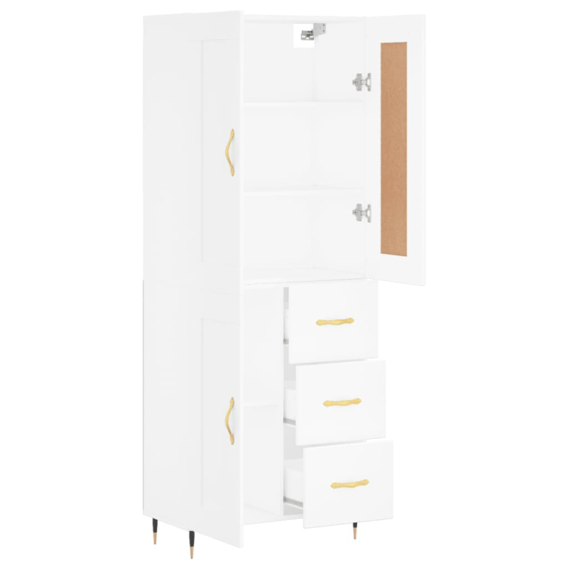 Highboard Weiß 69,5x34x180 cm Holzwerkstoff