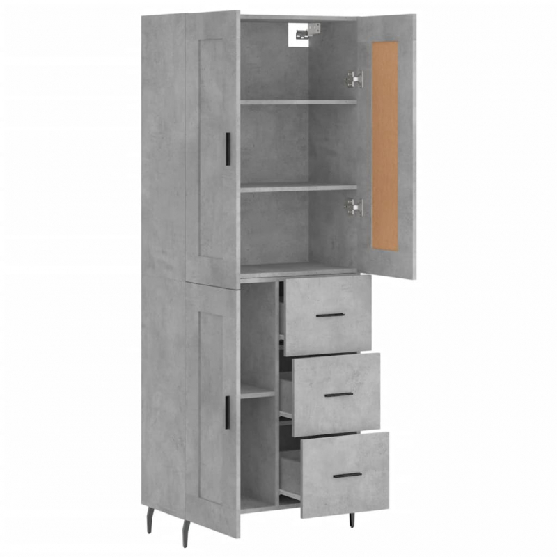 Highboard Betongrau 69,5x34x180 cm Holzwerkstoff