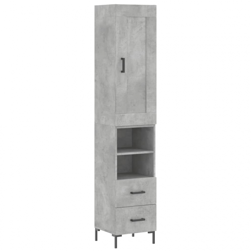 Highboard Betongrau 34,5x34x180 cm Holzwerkstoff