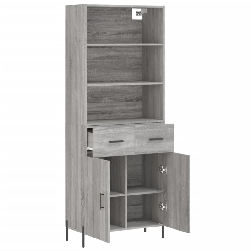 Highboard Grau Sonoma 69,5x34x180 cm Holzwerkstoff