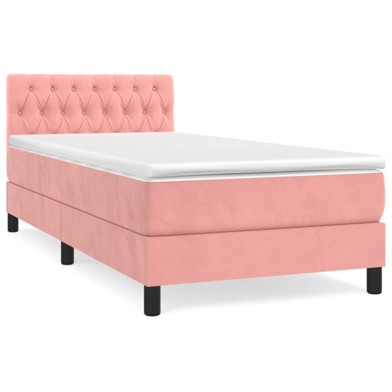 Boxspringbett mit Matratze Rosa 90x200 cm Samt