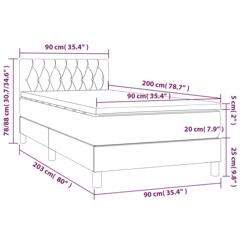 Boxspringbett mit Matratze Rosa 90x200 cm Samt