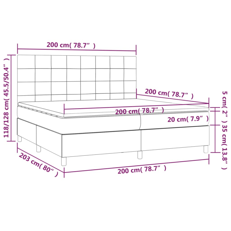 Boxspringbett mit Matratze Creme 200x200 cm Stoff