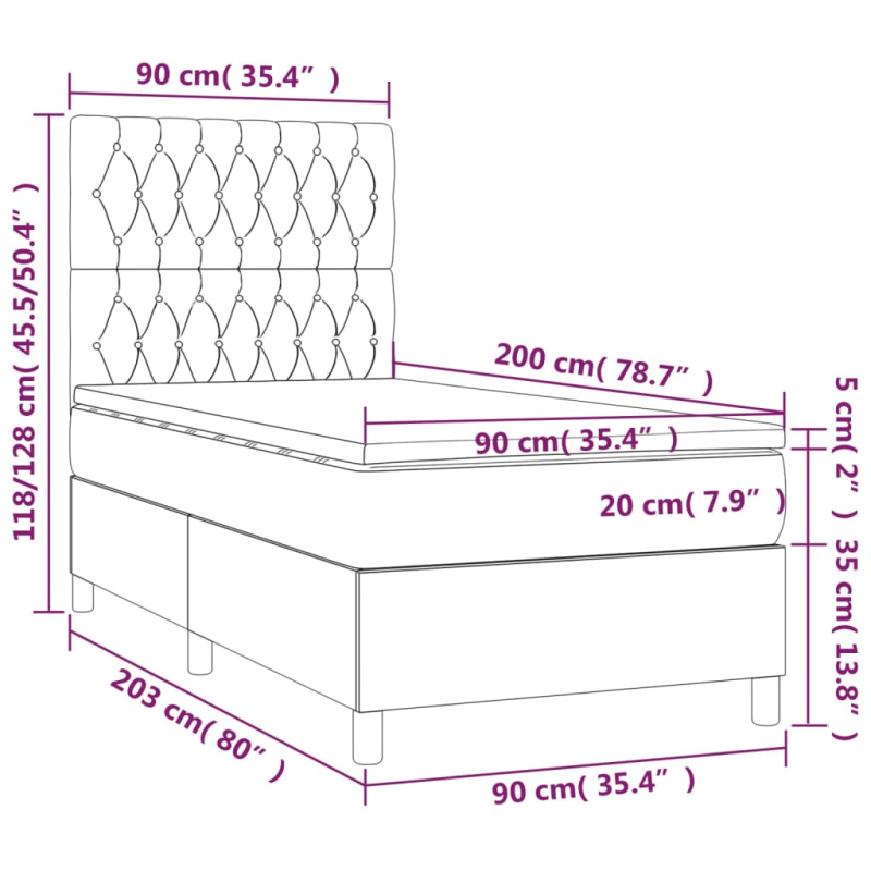 Boxspringbett mit Matratze Dunkelgrün 90x200 cm Samt