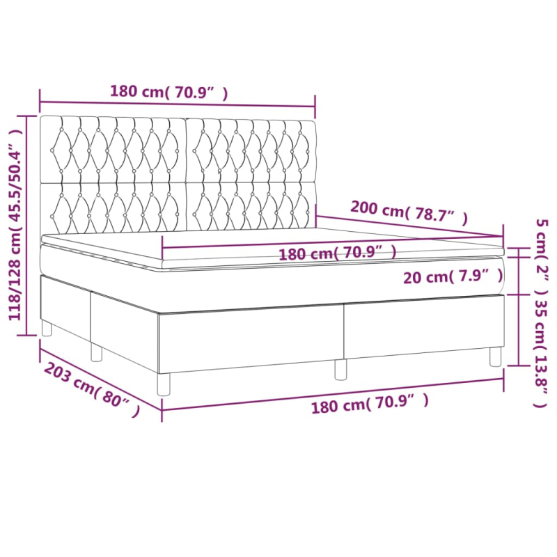 Boxspringbett mit Matratze Dunkelgrün 180x200 cm Samt