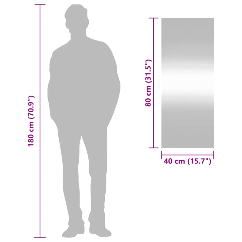 Wandspiegel 40x100 cm Glas Rechteckig