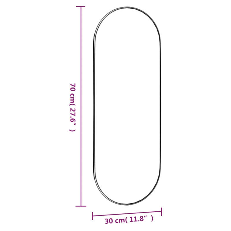 Wandspiegel 30x70 cm Glas Oval