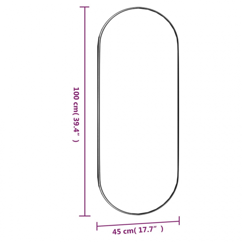 Wandspiegel 45x100 cm Glas Oval