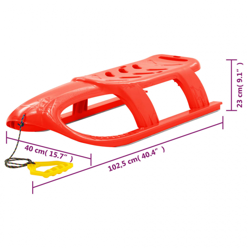 Schlitten für Kinder Rot 102,5x40x23 cm Polypropylen