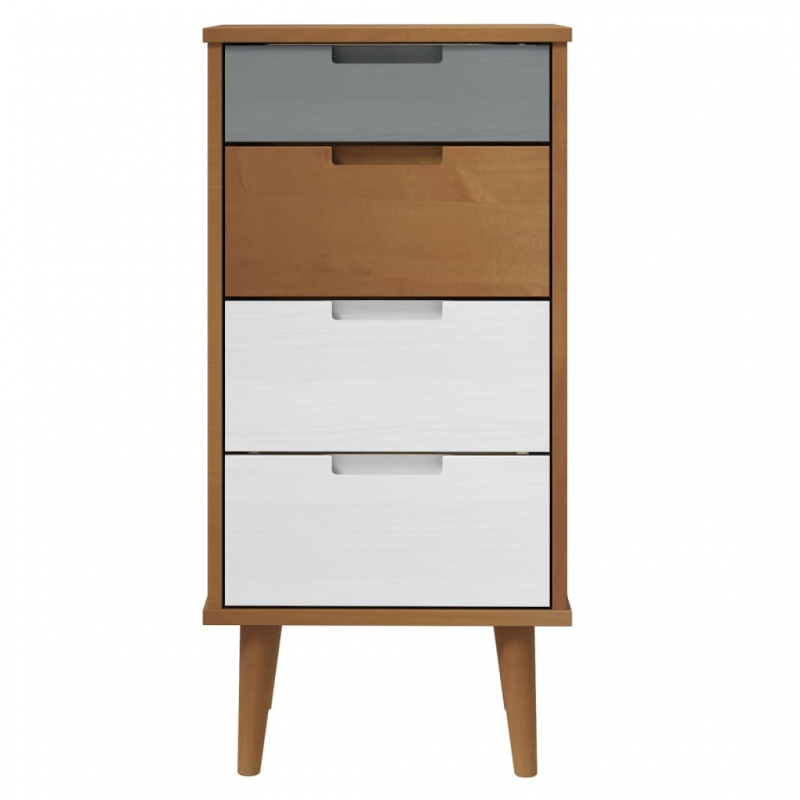 Schubladenschrank MOLDE Braun 40x35x82 cm Massivholz Kiefer