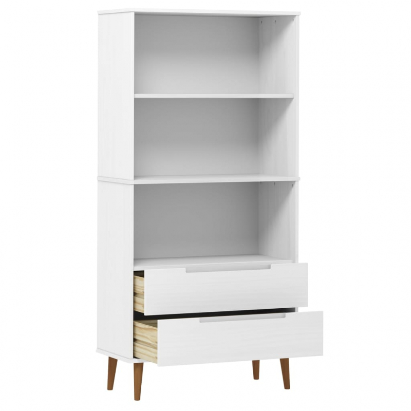 Bücherregal MOLDE Weiß 85x35x170,5 cm Massivholz Kiefer