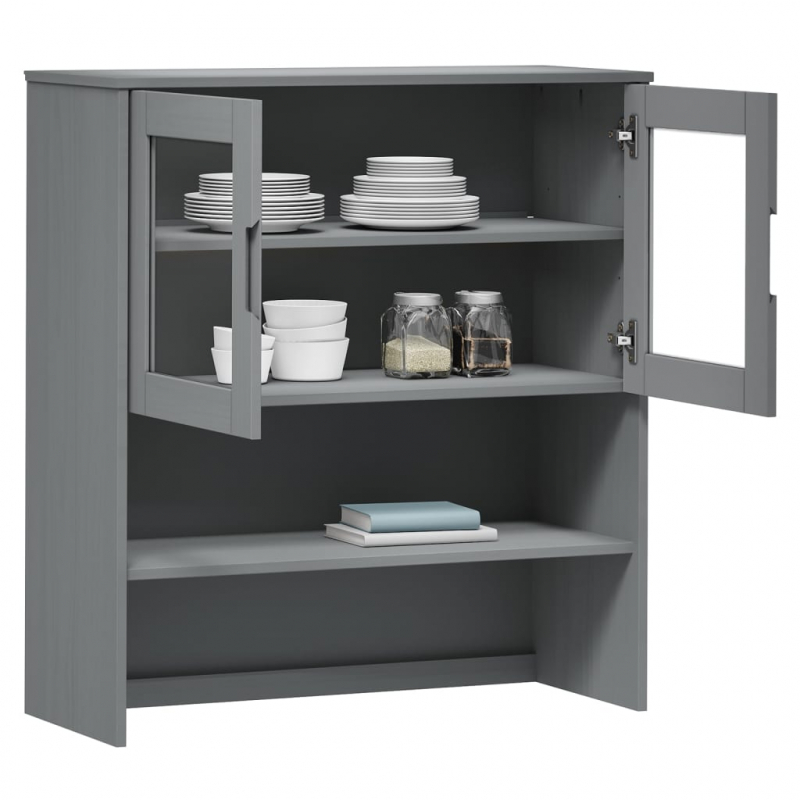 Highboard-Oberteil MOLDE Grau 90x35x100 cm Massivholz Kiefer