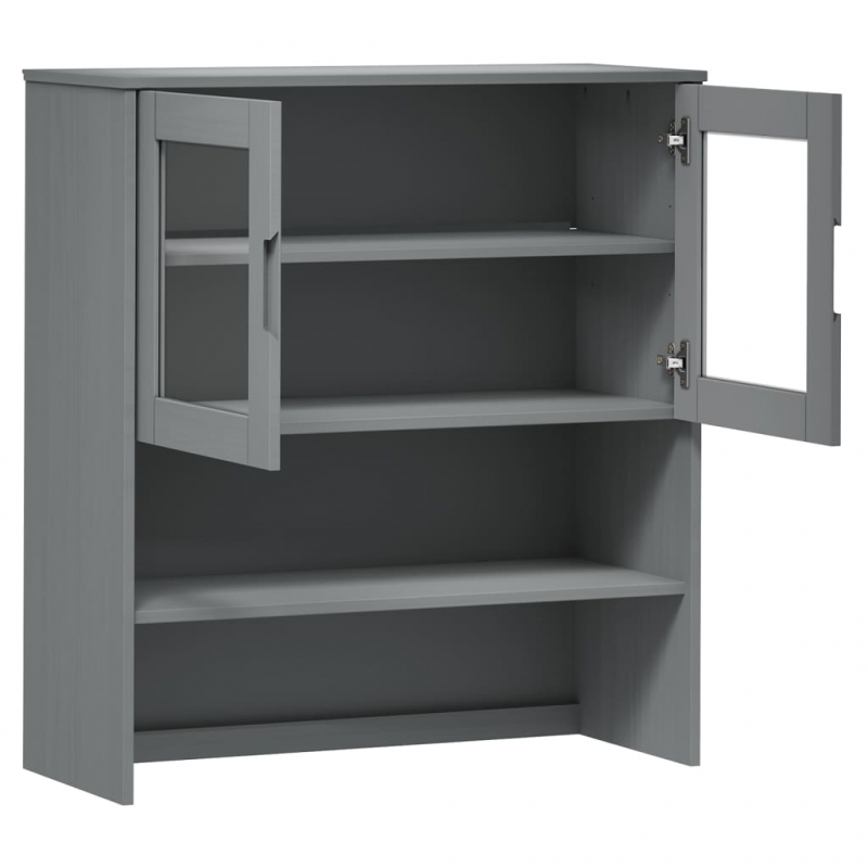 Highboard-Oberteil MOLDE Grau 90x35x100 cm Massivholz Kiefer