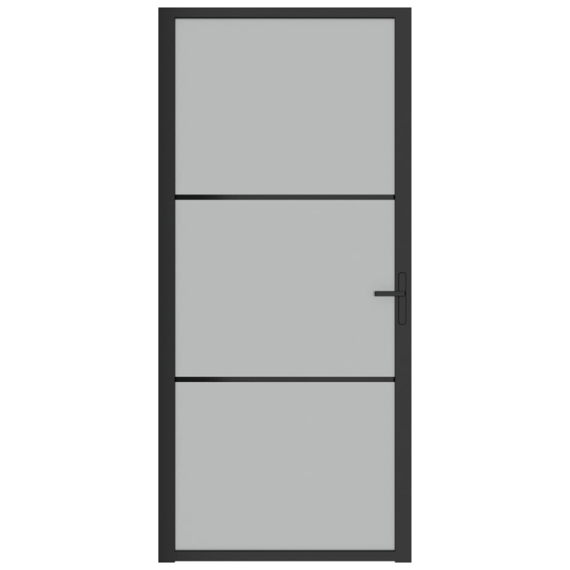 Innentür 93x201,5 cm Schwarz Mattglas und Aluminium