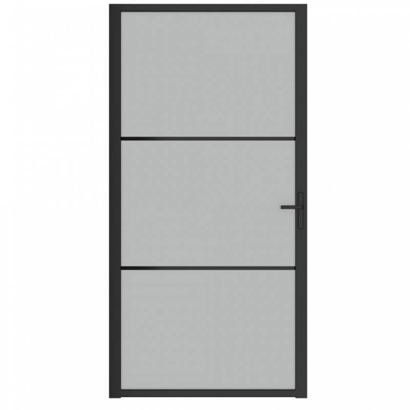 Innentür 102,5x201,5 cm Schwarz Mattglas und Aluminium