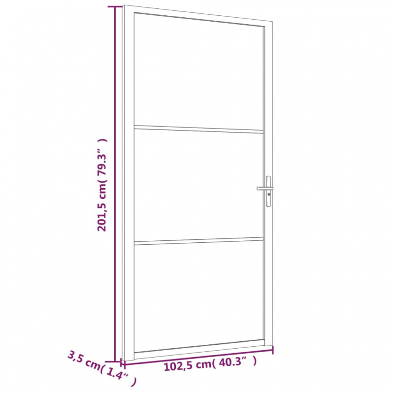 Innentür 102,5x201,5 cm Schwarz ESG-Glas und Aluminium