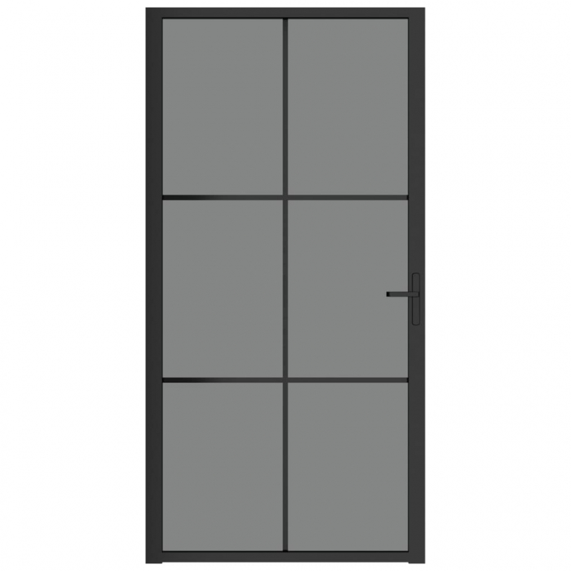 Innentür 102,5x201,5 cm Schwarz ESG-Glas und Aluminium