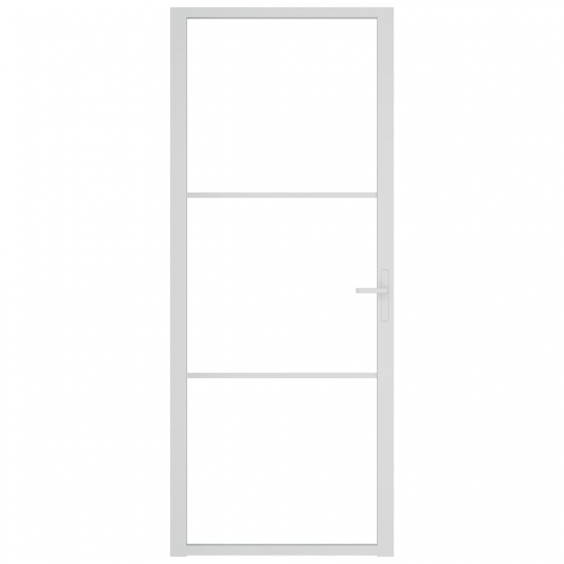 Innentür 83x201,5 cm Weiß ESG-Glas und Aluminium